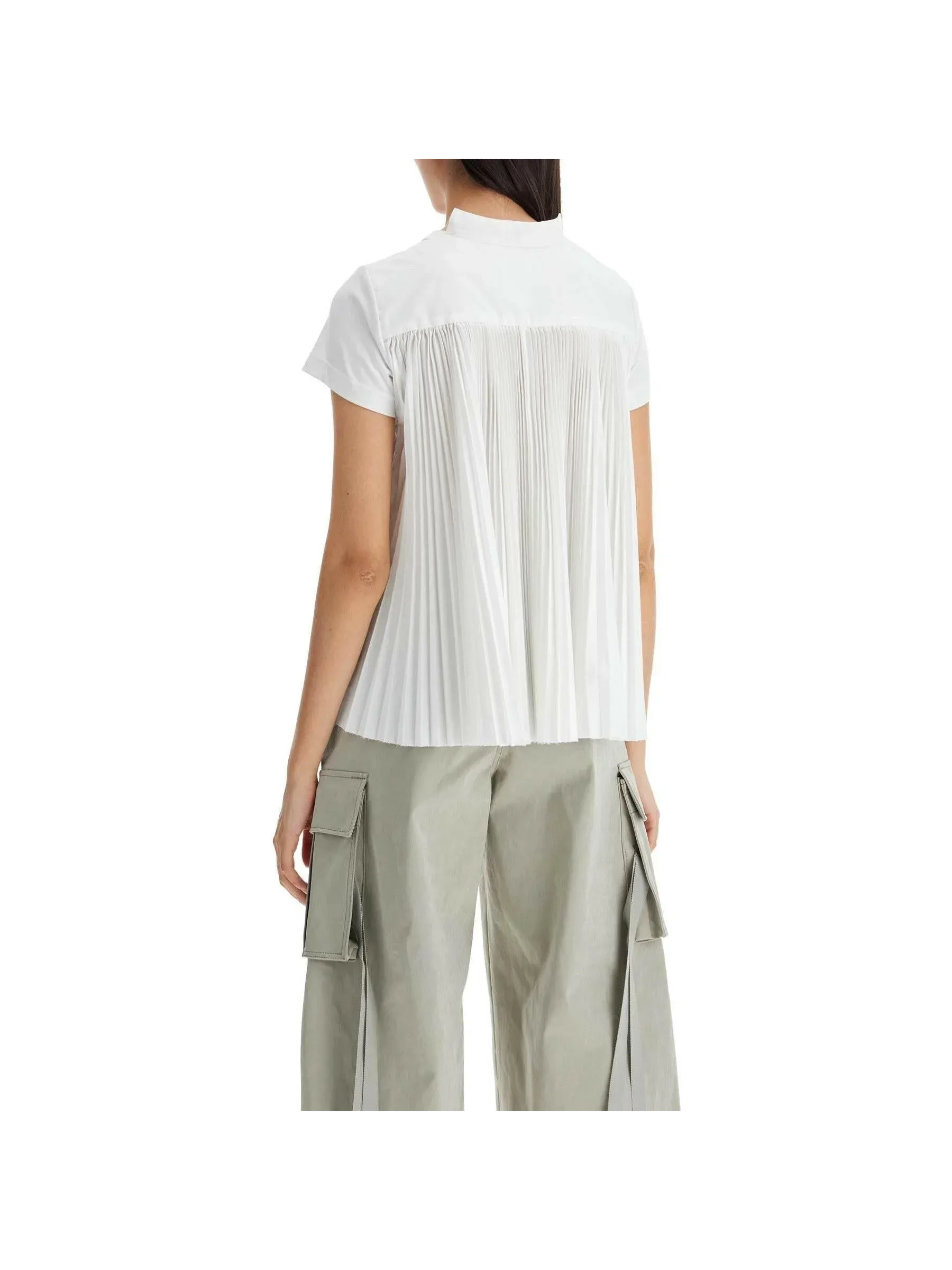 Pleated Back Mock Turtleneck Sweater
