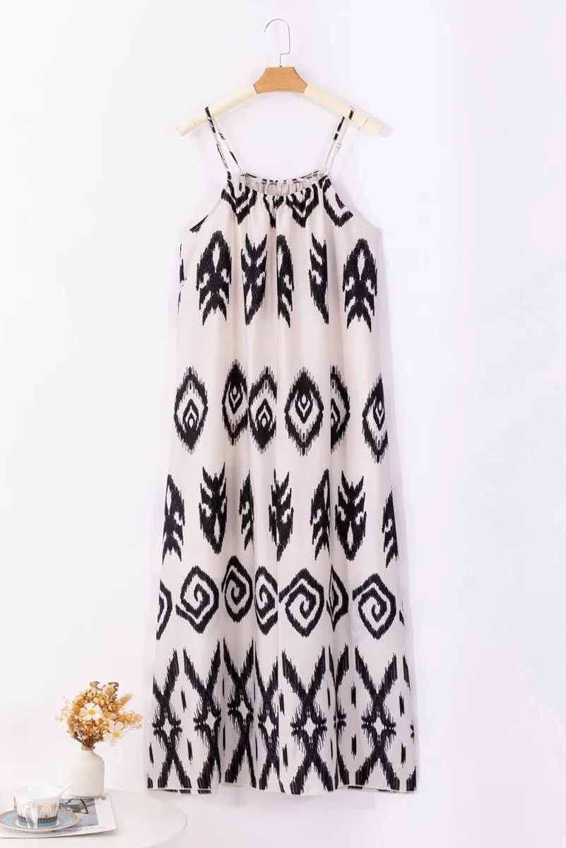 Printed Maxi White and Black Dress