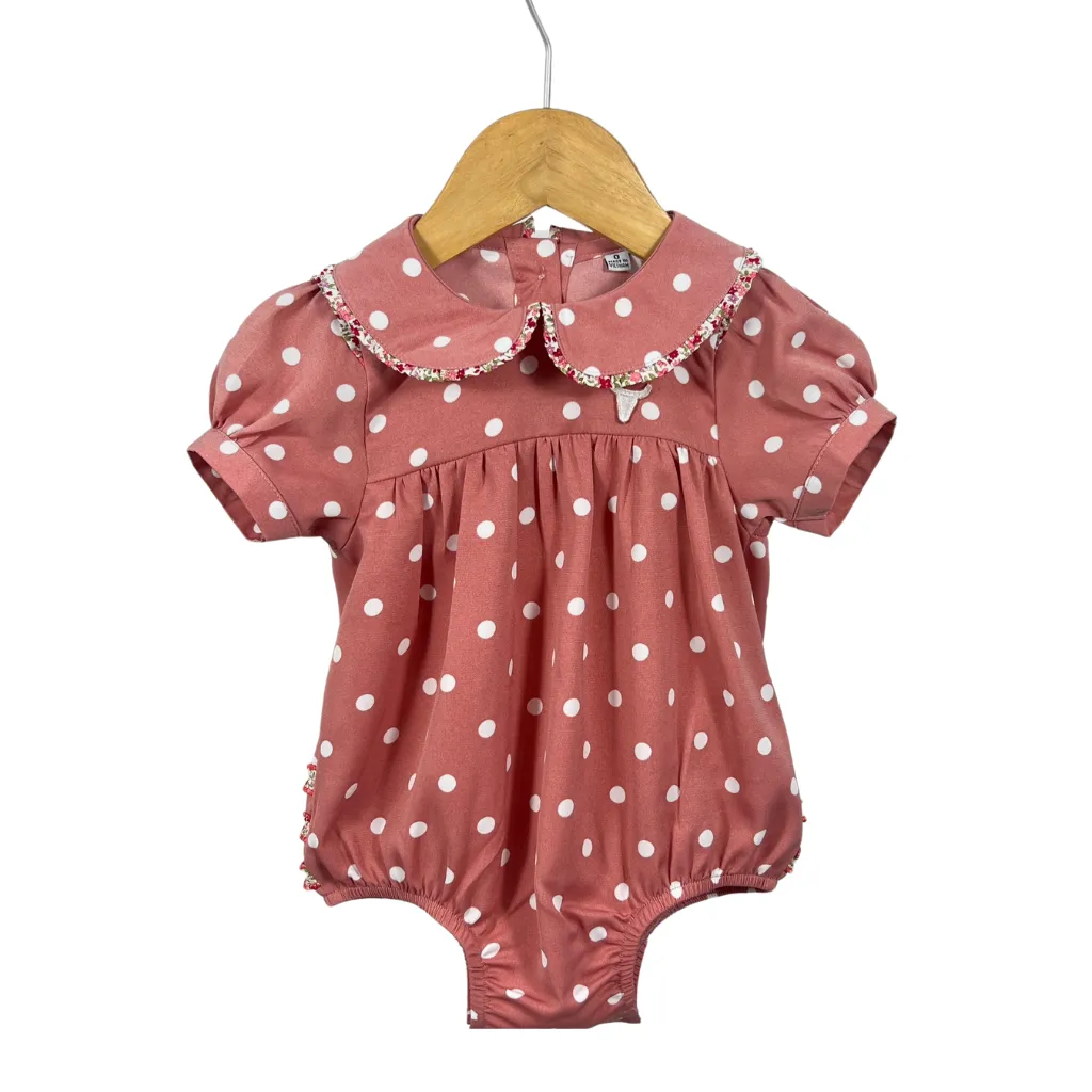 "Clementine Jnr" Spotty Vintage Short Sleeve Bubble Romper