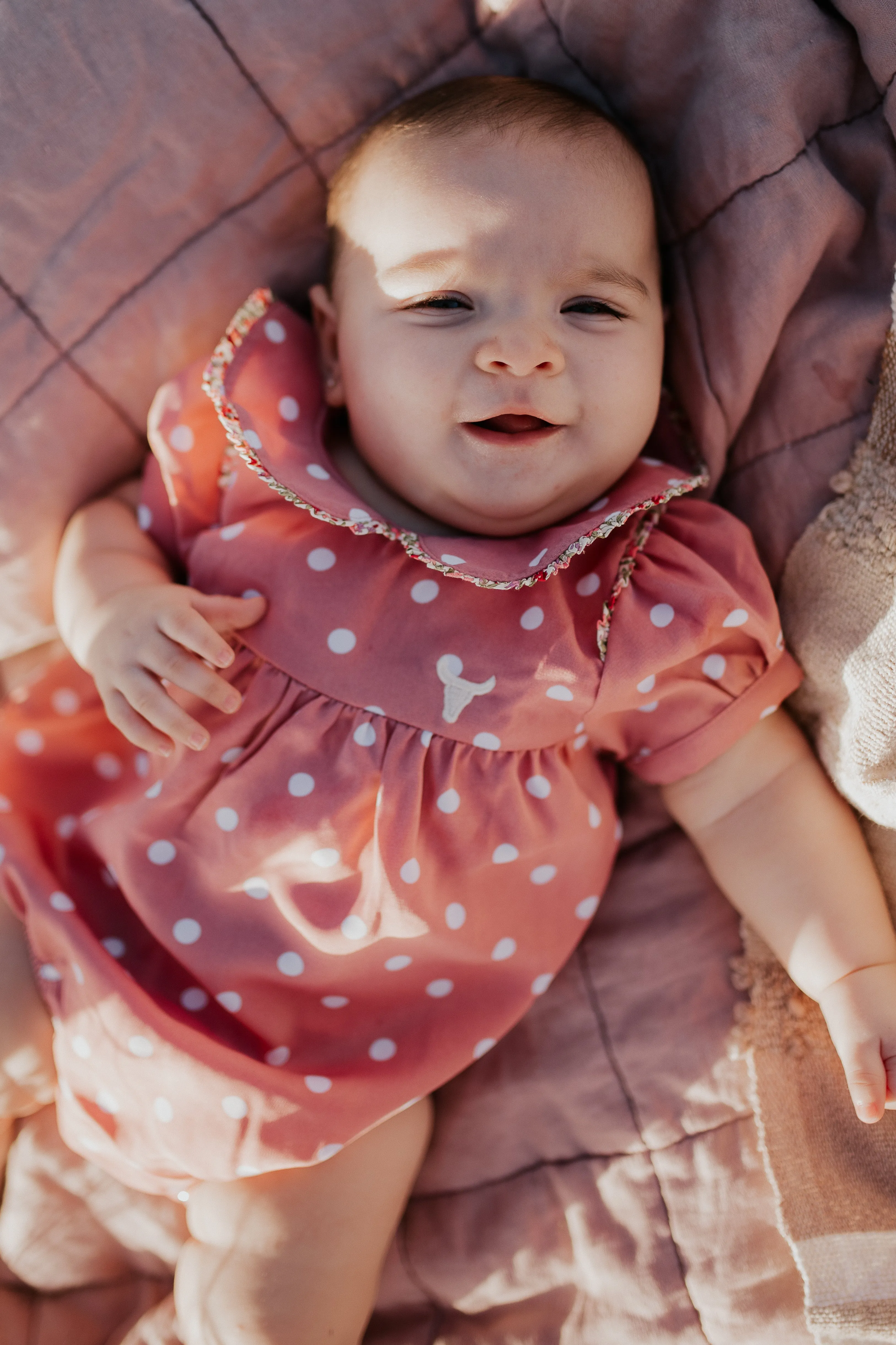 "Clementine Jnr" Spotty Vintage Short Sleeve Bubble Romper