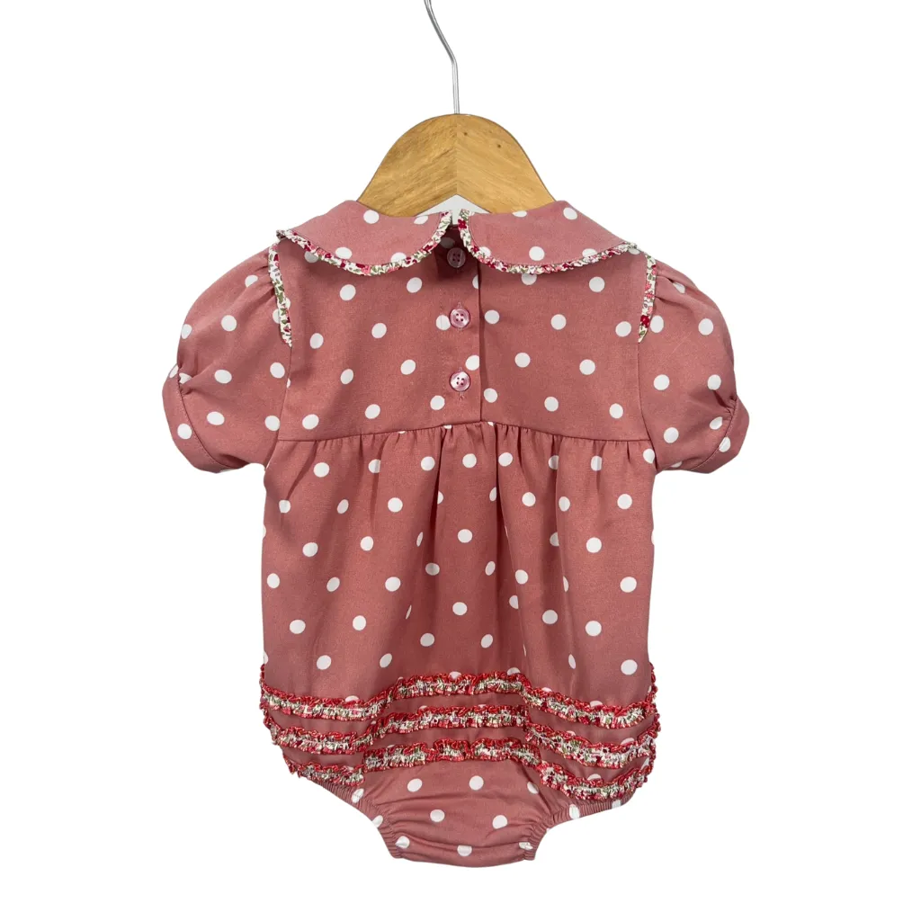 "Clementine Jnr" Spotty Vintage Short Sleeve Bubble Romper
