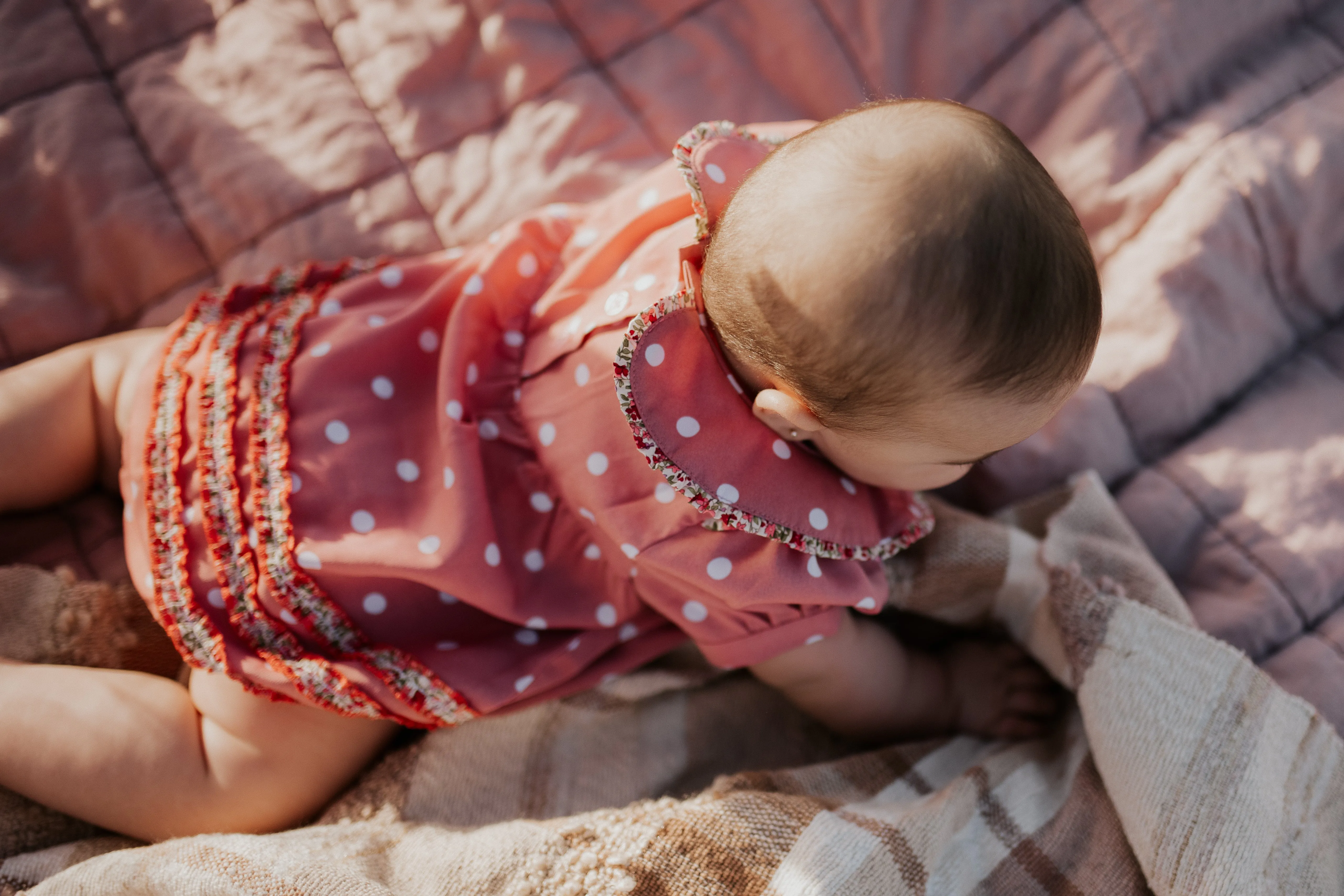 "Clementine Jnr" Spotty Vintage Short Sleeve Bubble Romper