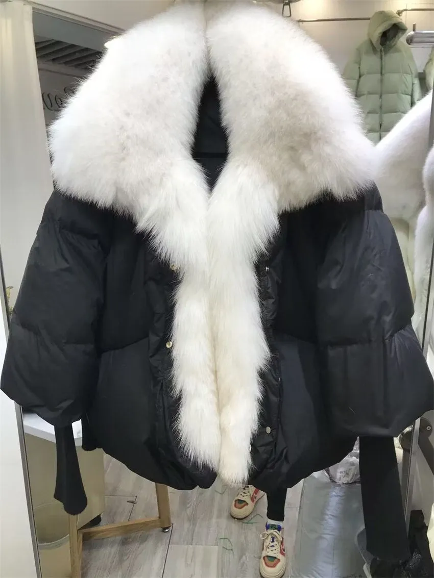 Real Fox Fur Collar Goose Down Jacket
