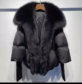 Real Fox Fur Collar Goose Down Jacket