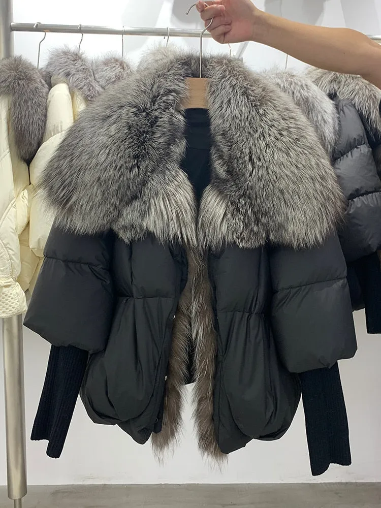 Real Fox Fur Collar Goose Down Jacket