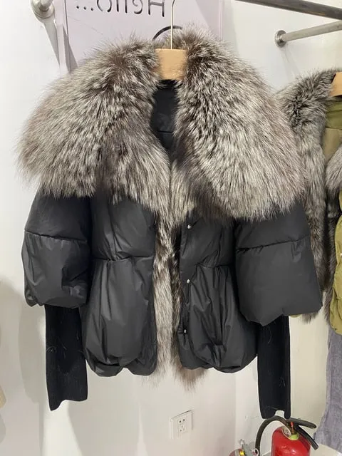 Real Fox Fur Collar Goose Down Jacket
