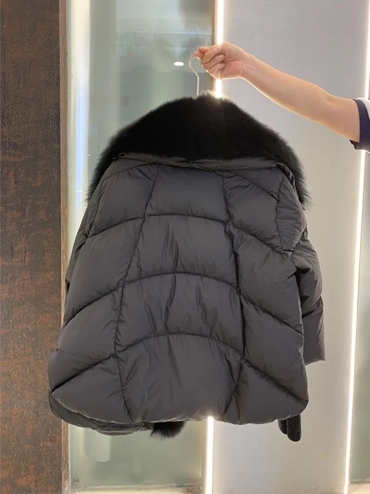 Real Fox Fur Collar Goose Down Jacket