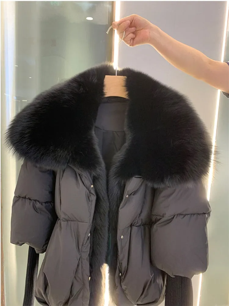 Real Fox Fur Collar Goose Down Jacket