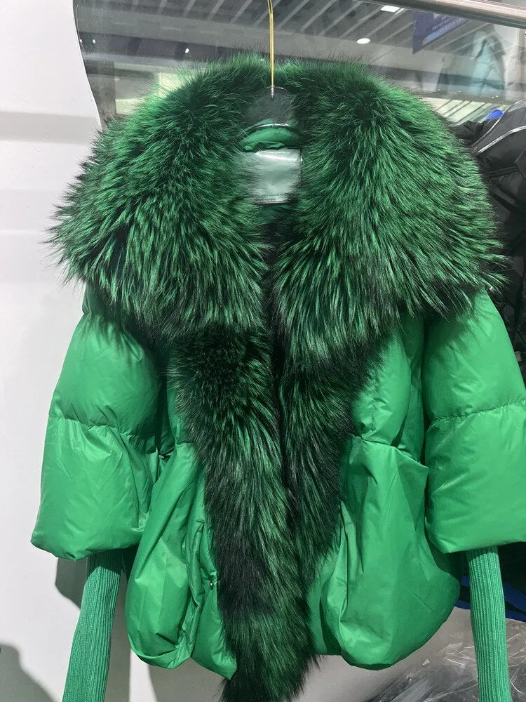 Real Fox Fur Collar Goose Down Jacket