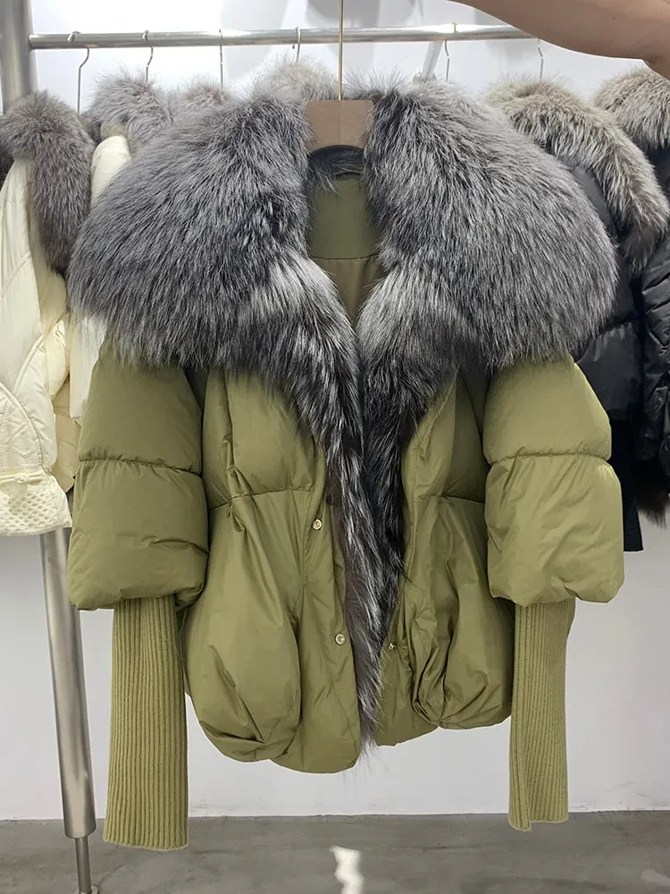 Real Fox Fur Collar Goose Down Jacket