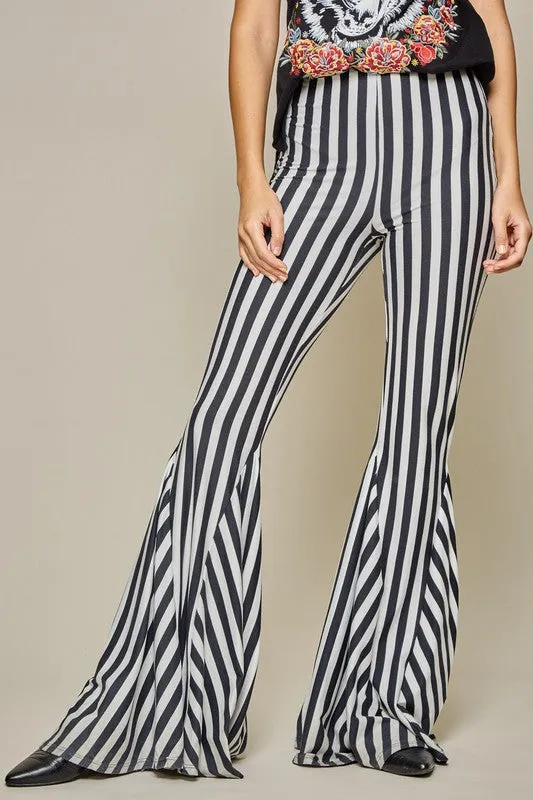 Retro Striped Hippie Flare Pants