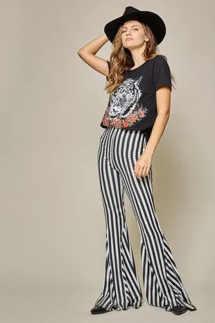 Retro Striped Hippie Flare Pants