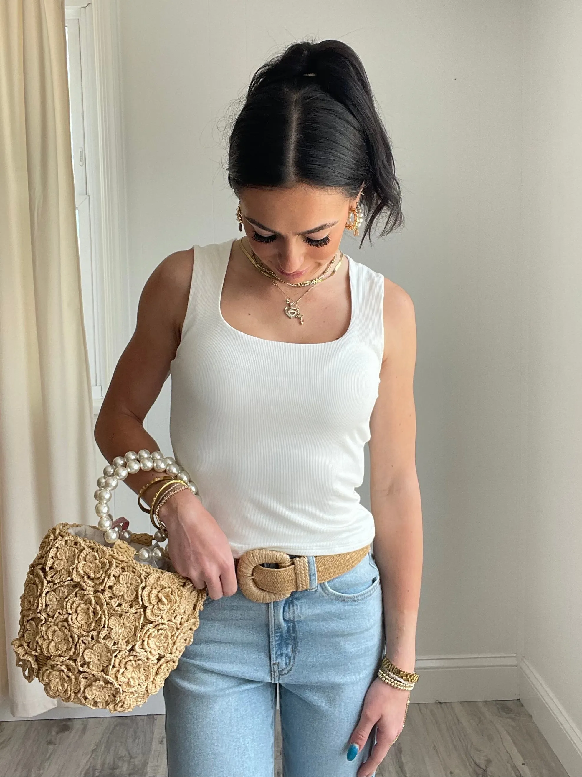 Riley Rib Knit Square Neck Tank Top