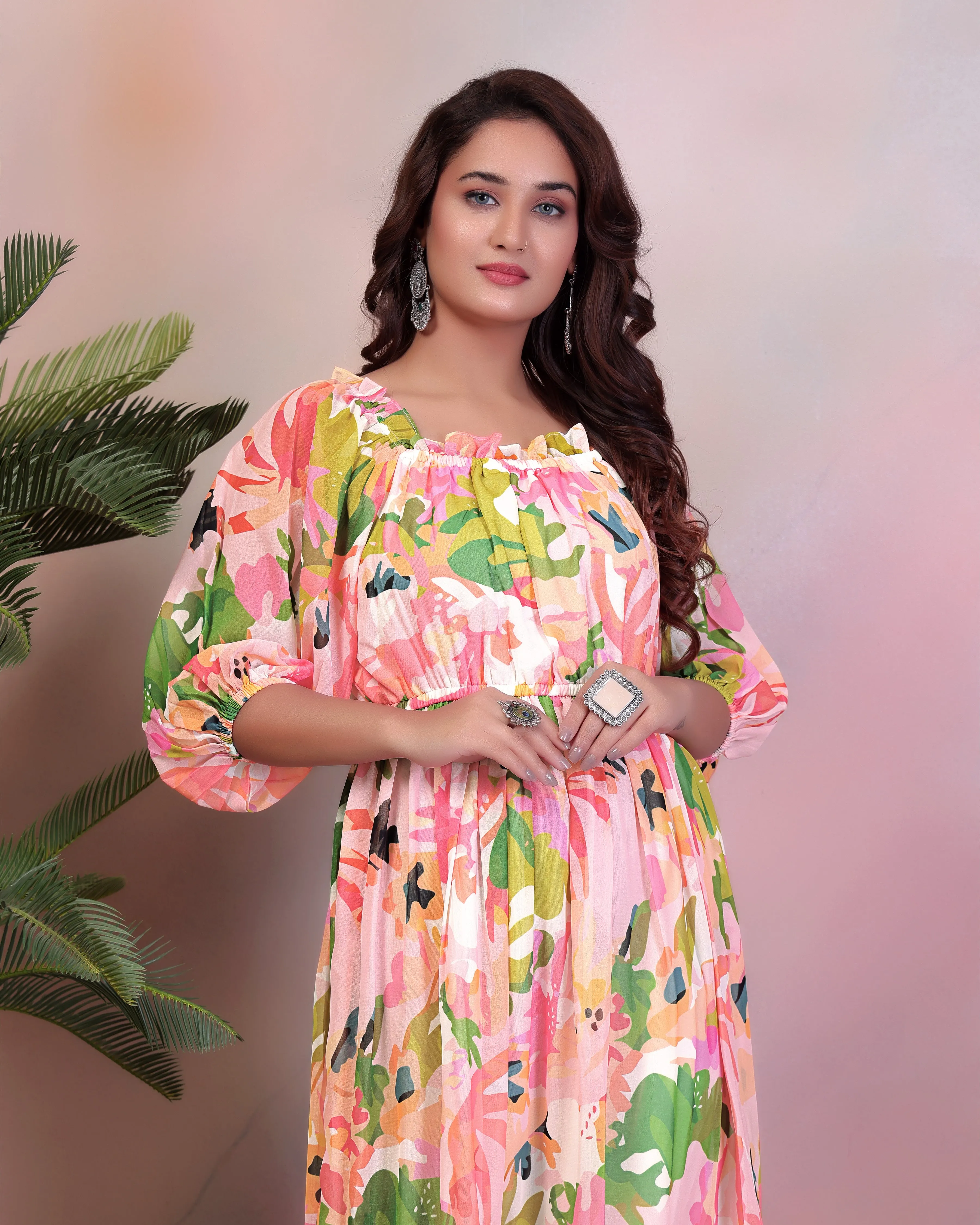 Ruddy Pink Floral Maxi Dress