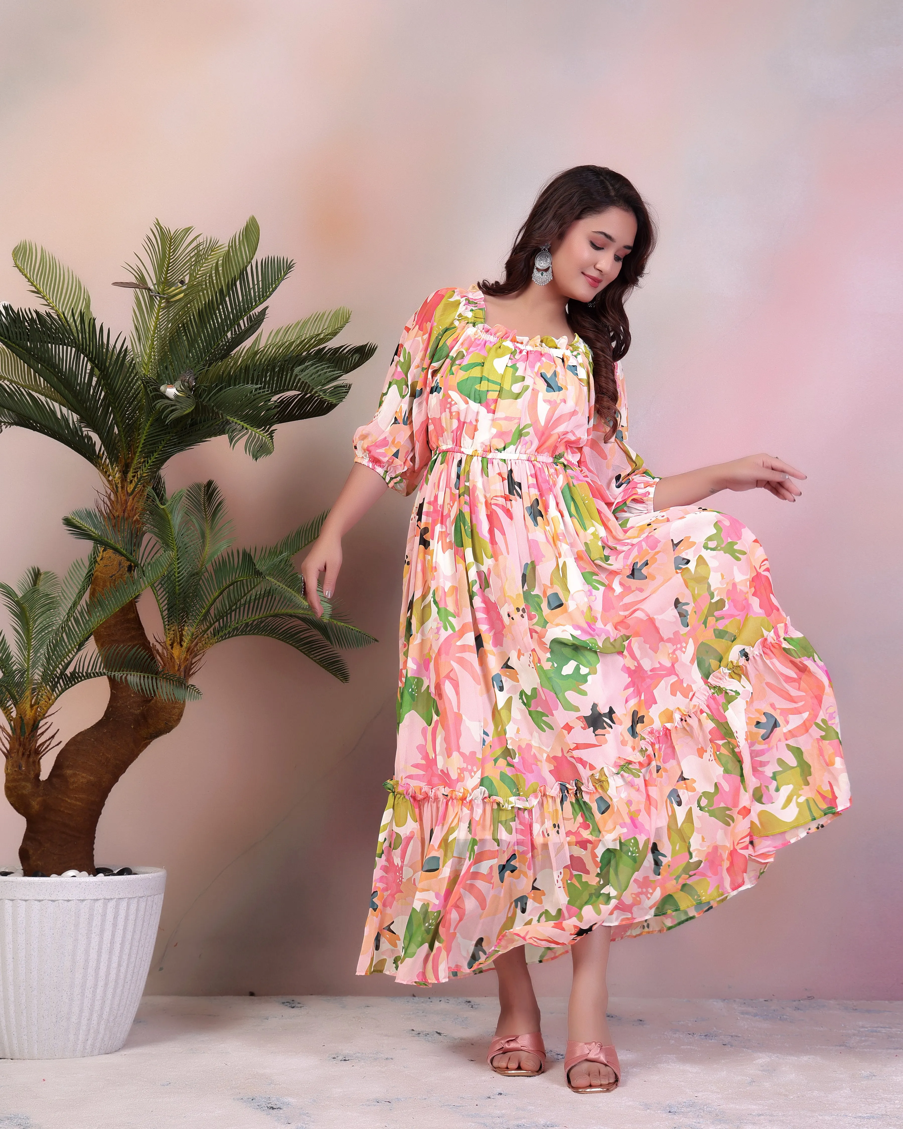 Ruddy Pink Floral Maxi Dress