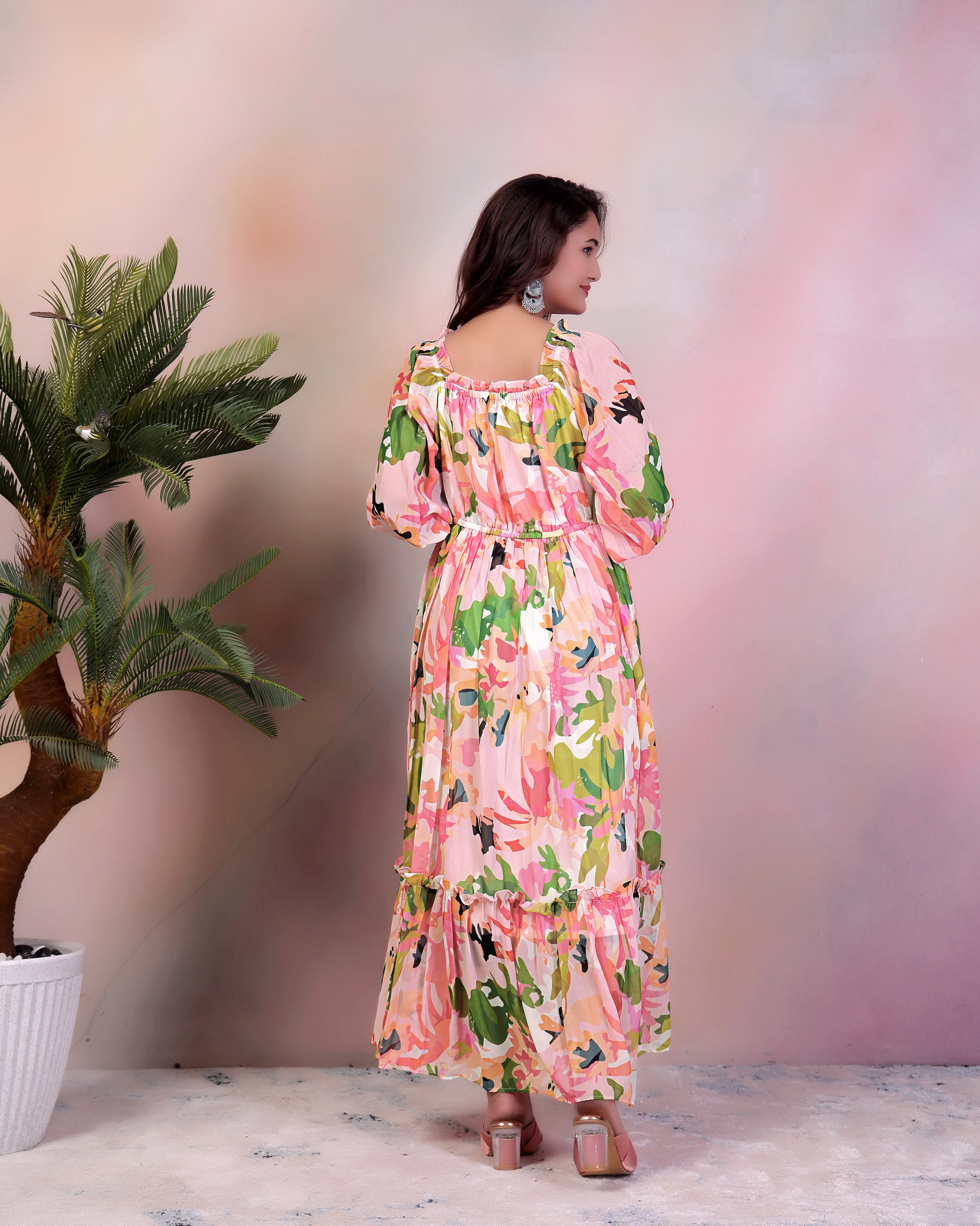 Ruddy Pink Floral Maxi Dress