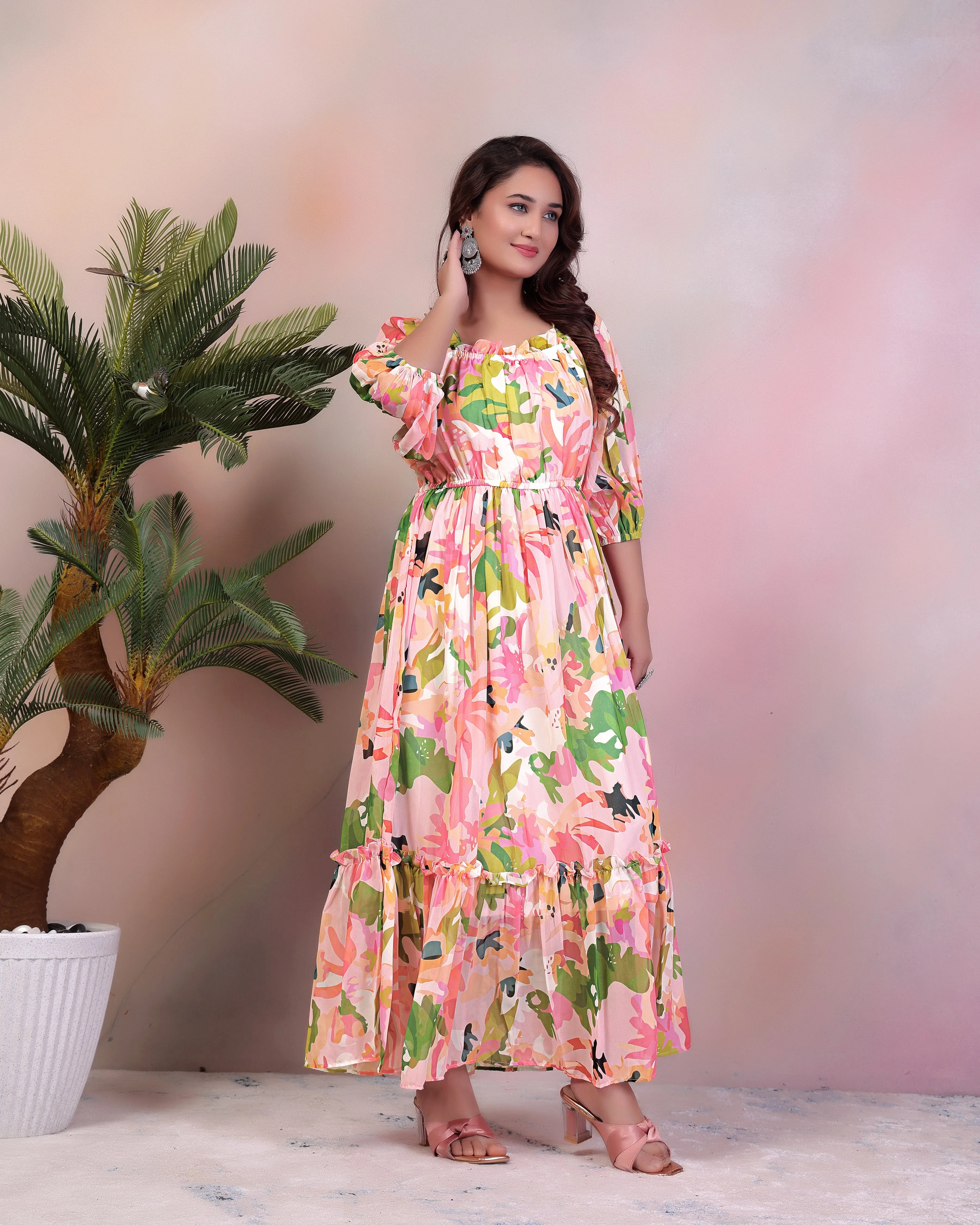 Ruddy Pink Floral Maxi Dress