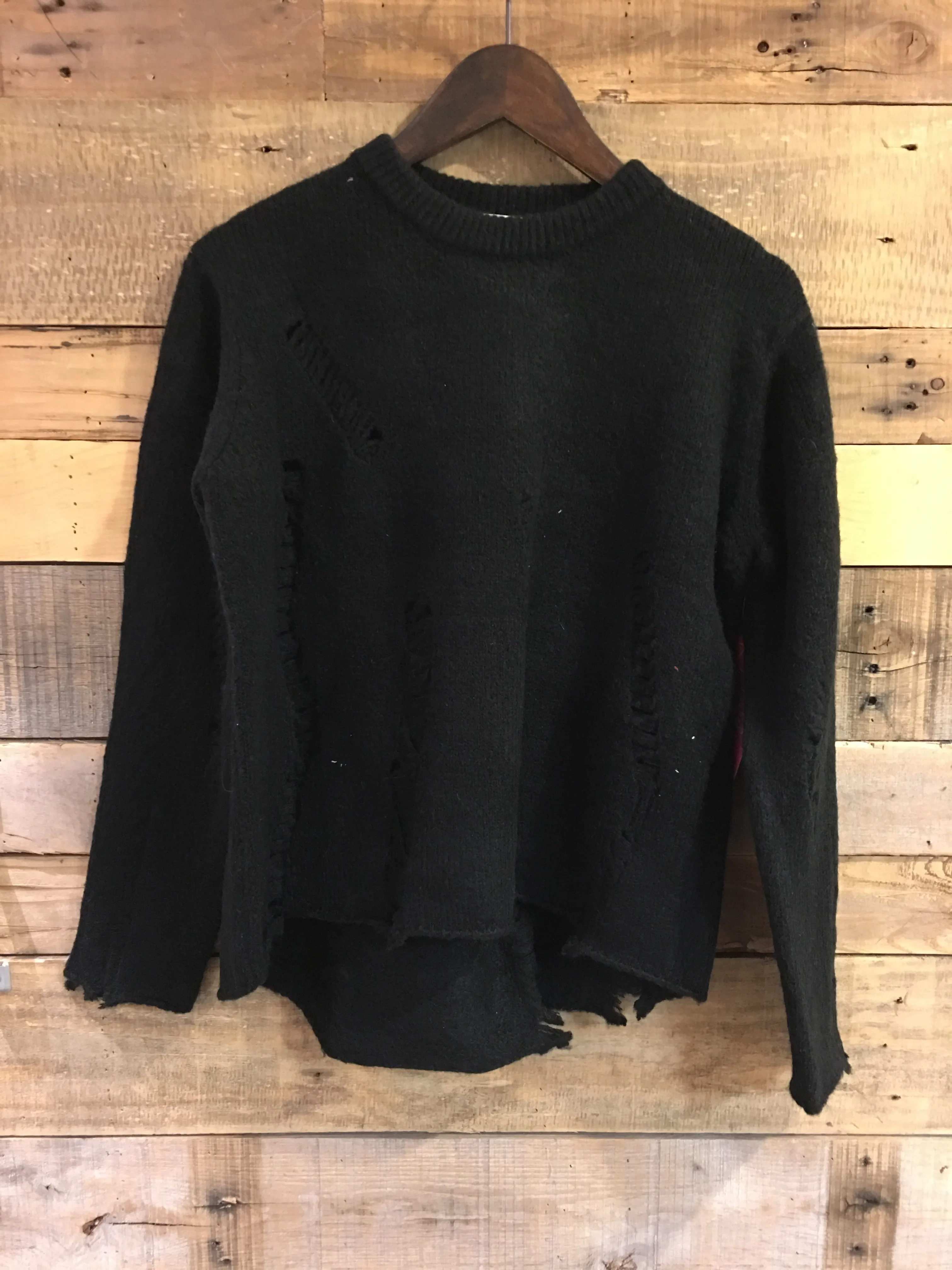Sandy Destroyed Black Knit Sweater