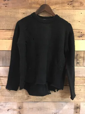 Sandy Destroyed Black Knit Sweater