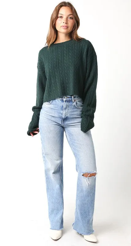 Shaunna Cable Knit Sweater | Green
