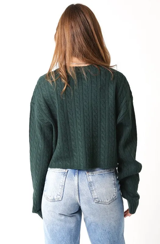 Shaunna Cable Knit Sweater | Green