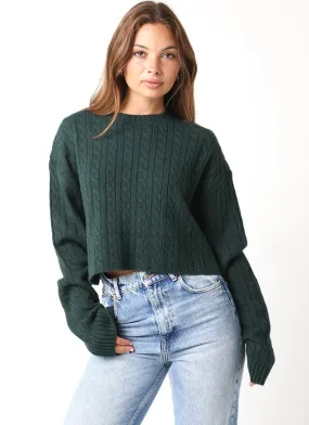 Shaunna Cable Knit Sweater | Green