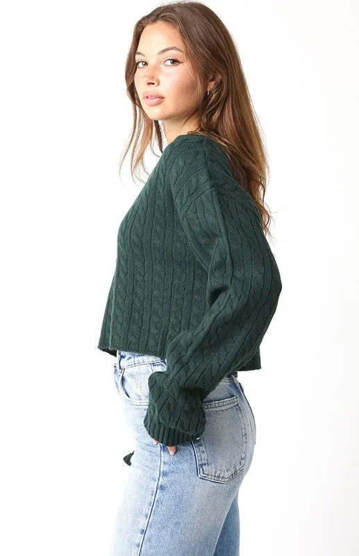 Shaunna Cable Knit Sweater | Green