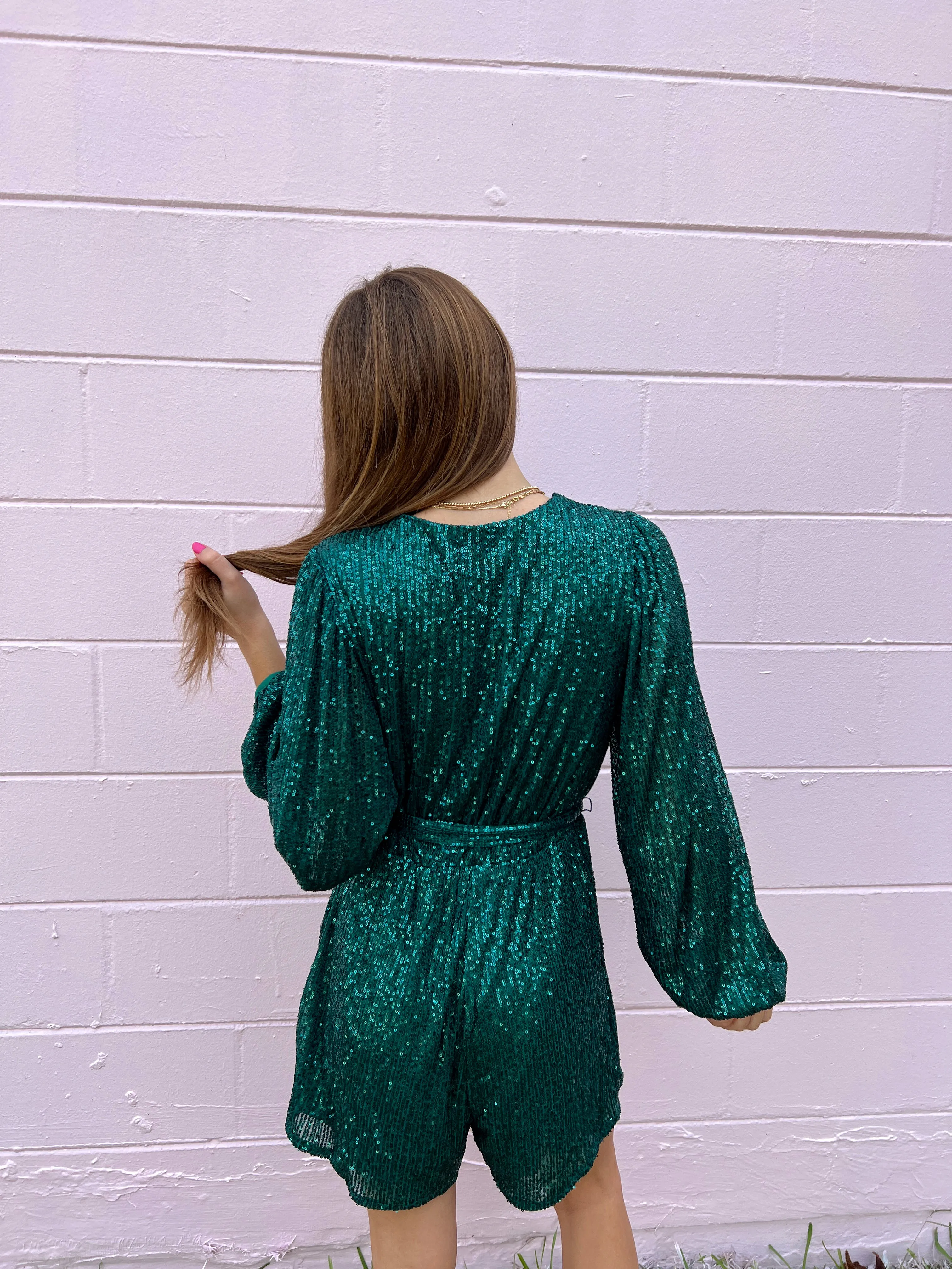 She Shines Green Sequin Romper