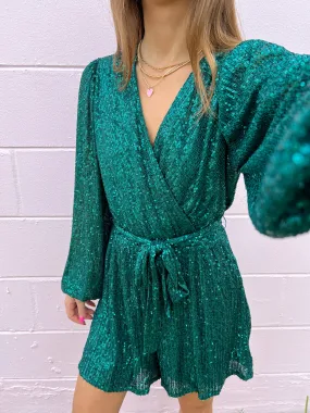 She Shines Green Sequin Romper