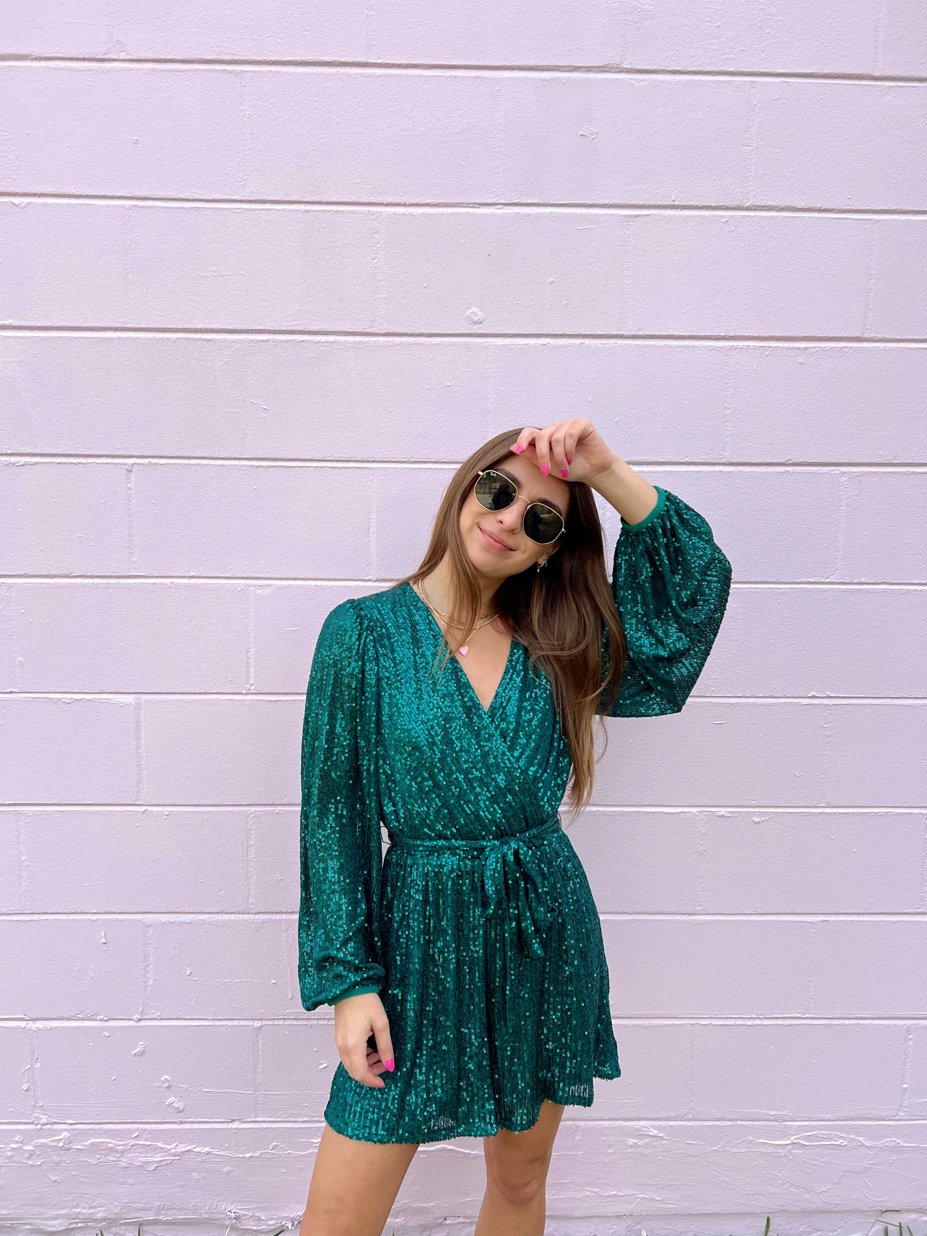 She Shines Green Sequin Romper