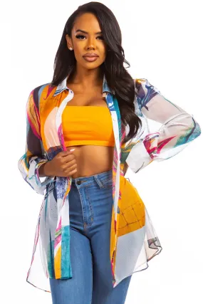 Sofia long print blouse with top