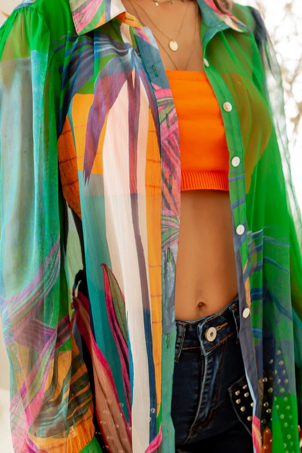 Sofia long print blouse with top