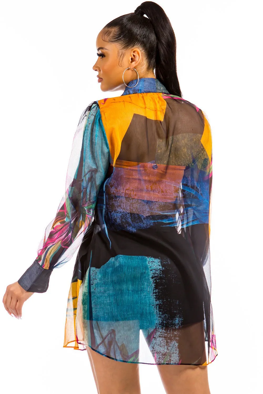 Sofia long print blouse with top