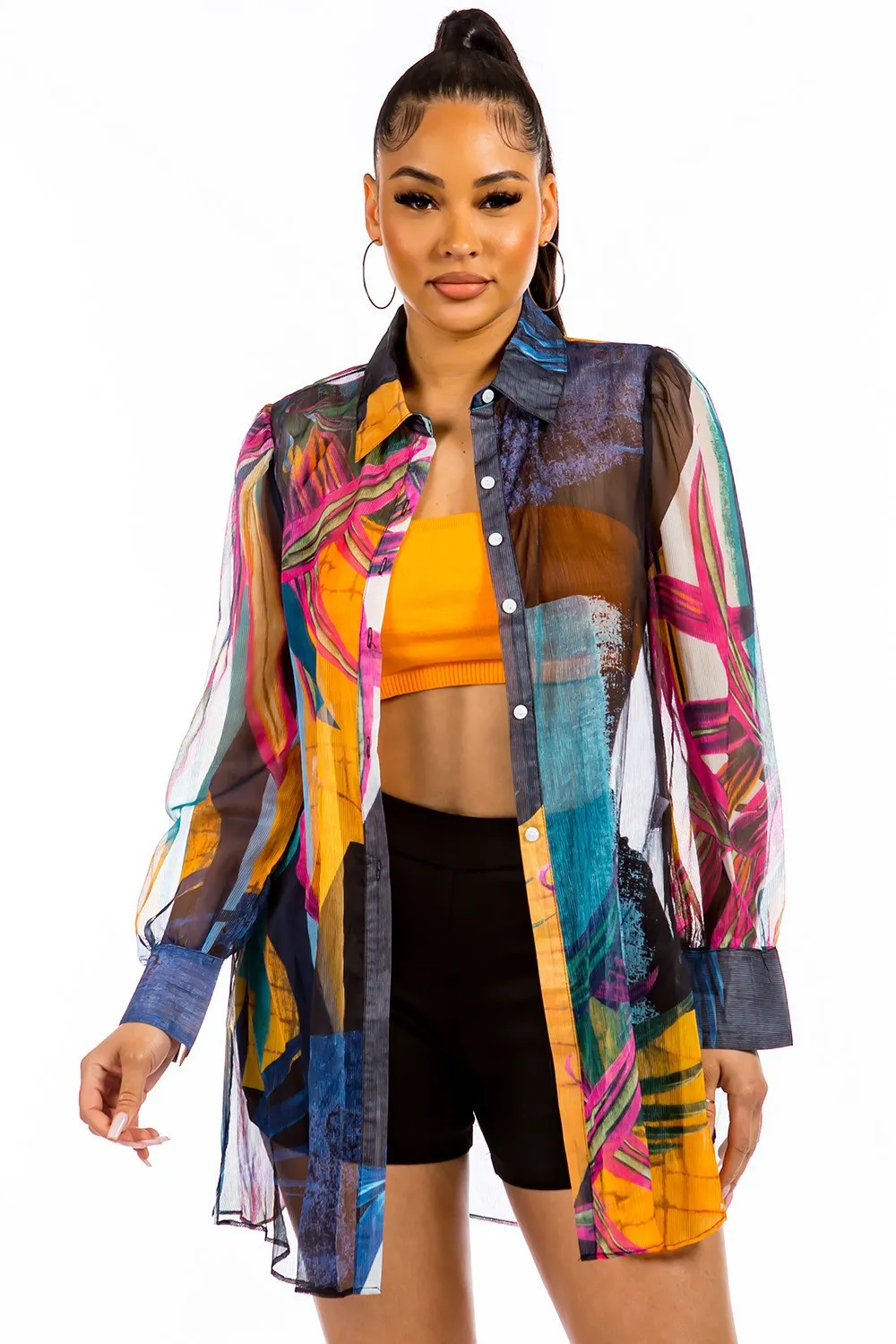 Sofia long print blouse with top