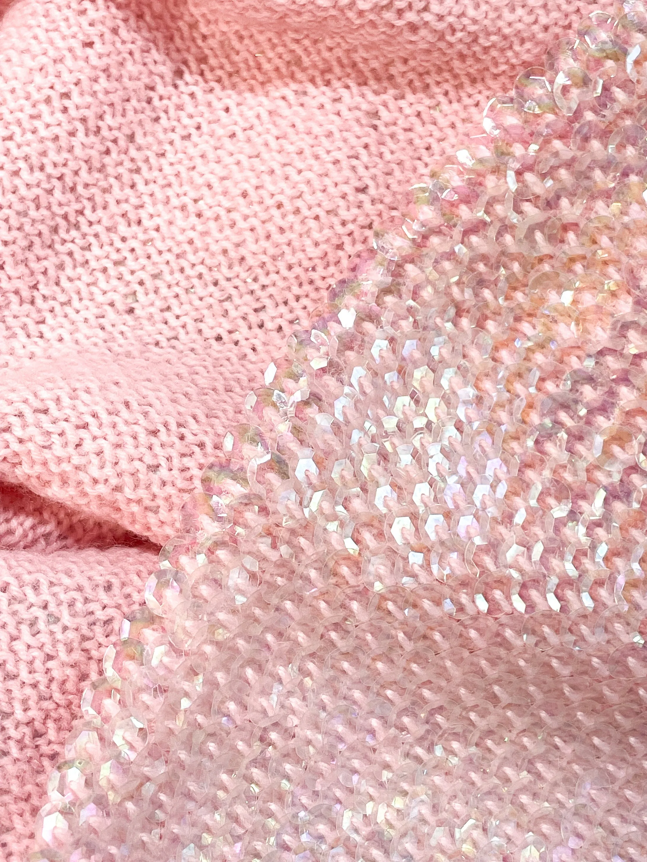 SOLD Vintage 60s Pink Sequin Sleveless Sweater/Top S