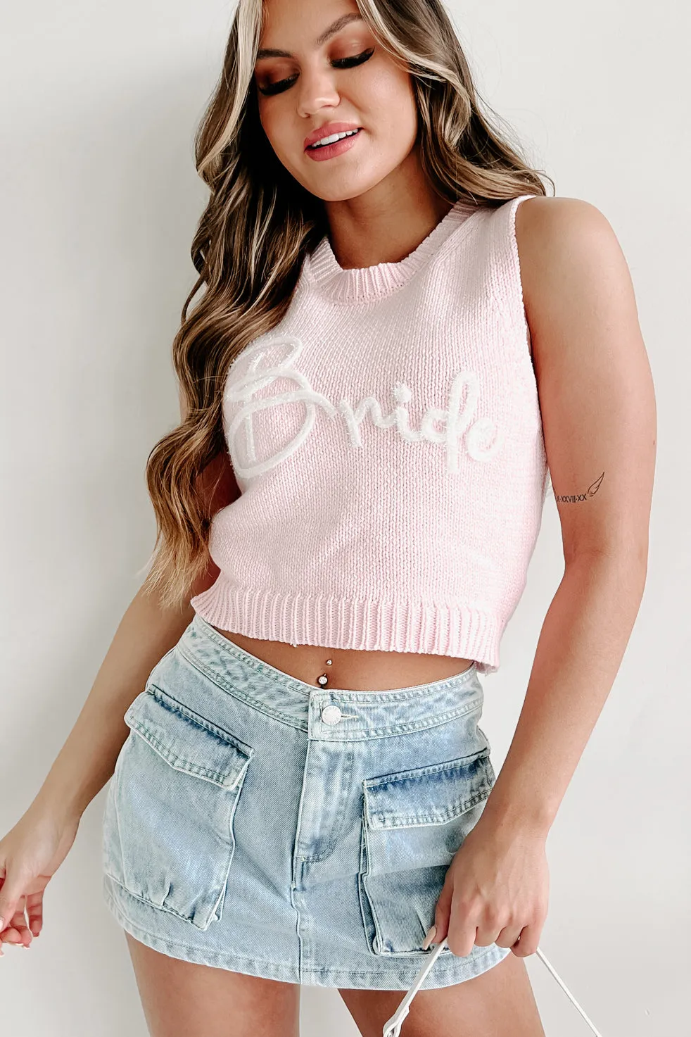 Soon To Be Mrs. "Bride" Knit Tank (Pink)