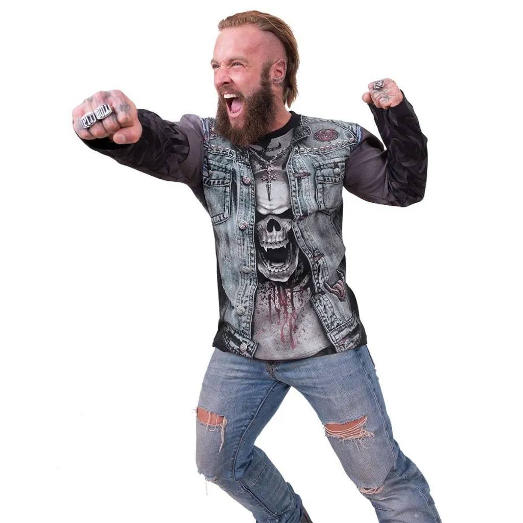 Spiral Thrash Metal - Allover Longsleeve T-Shirt Black