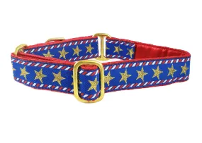 Stars & Stripes in Red, White & Blue - Martingale Dog Collar or Buckle Dog Collar - 1" Width