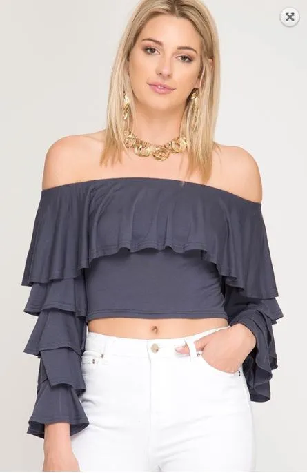 Strapless Ruffle Sleeve Top