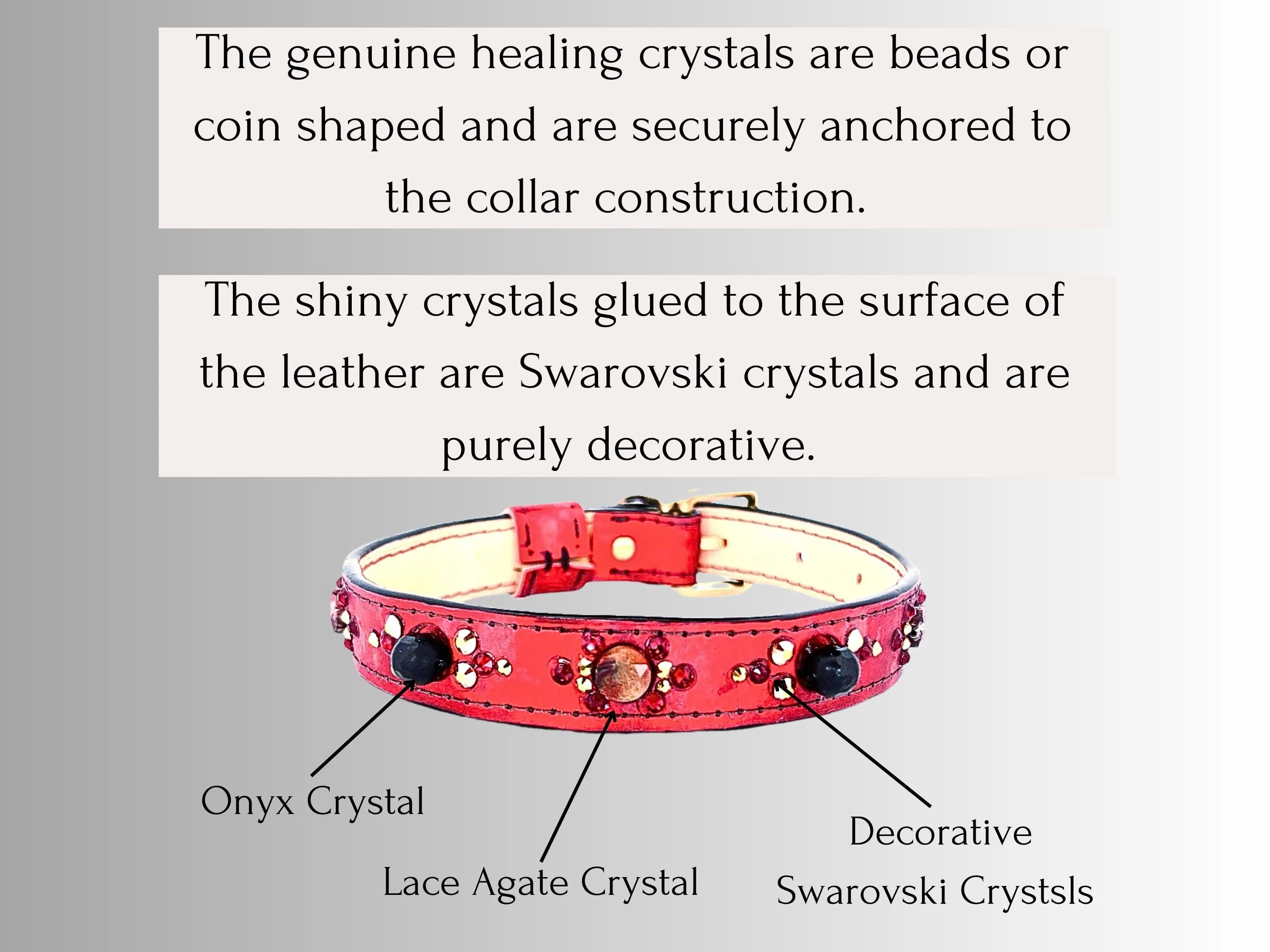 Strength & Vitality Support - Healing Crystal Collars - Red Metallic Leather SV102