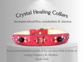 Strength & Vitality Support - Healing Crystal Collars - Red Metallic Leather SV102