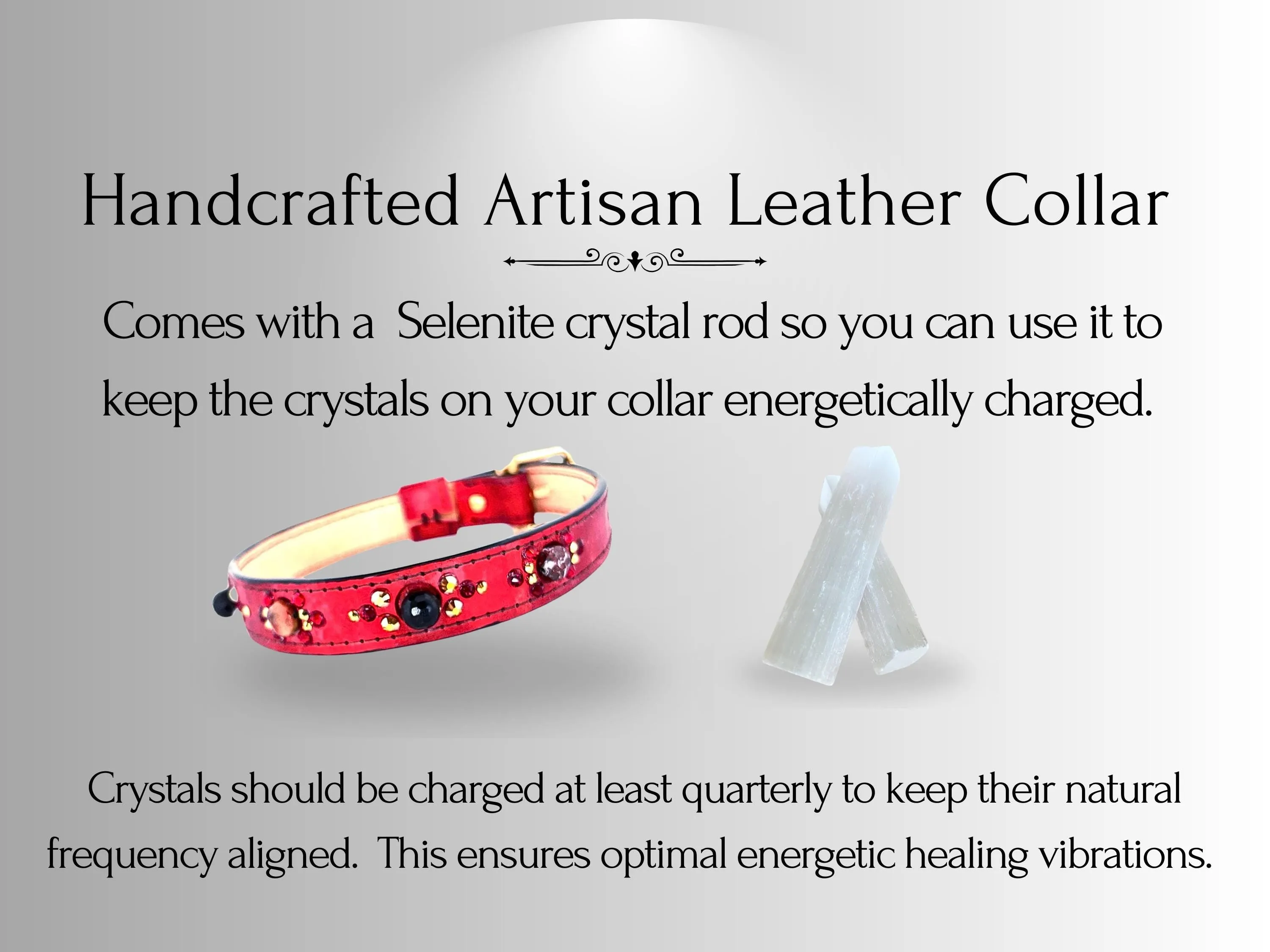Strength & Vitality Support - Healing Crystal Collars - Red Metallic Leather SV102