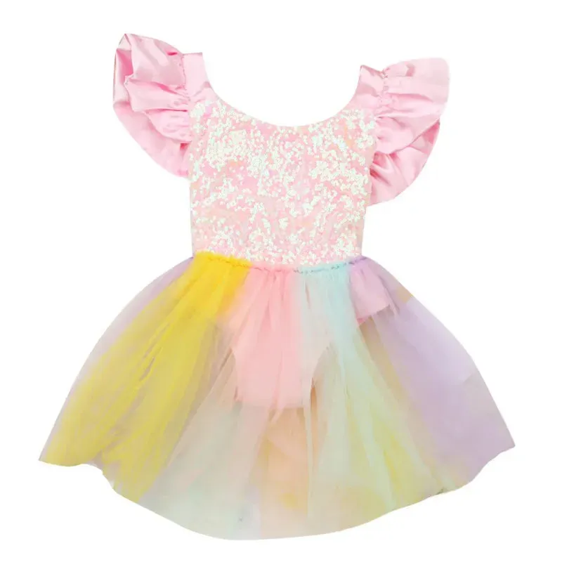 The Georgia Pastel Rainbow Romper Dress