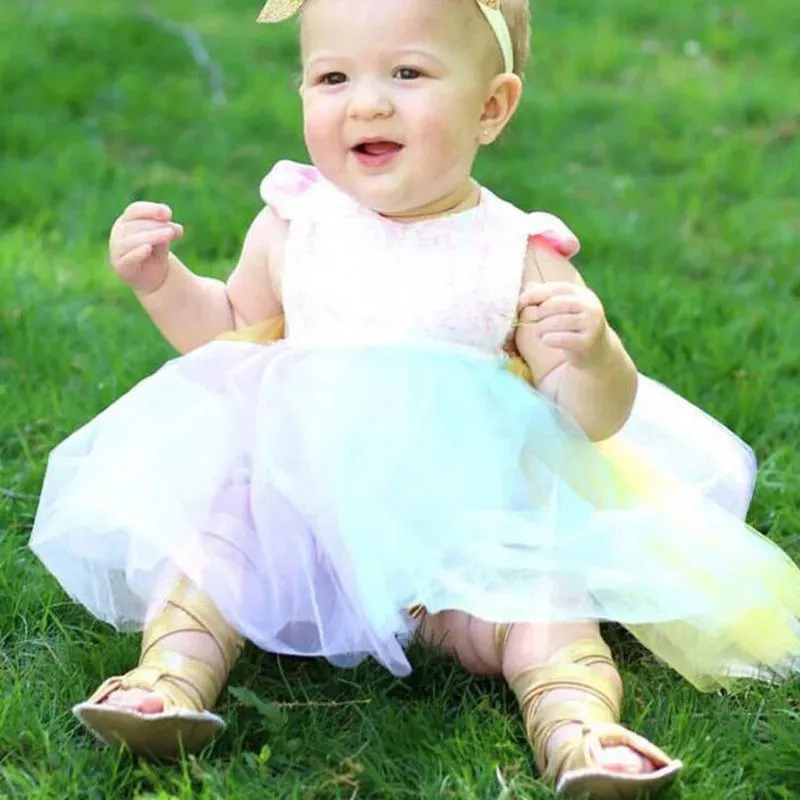 The Georgia Pastel Rainbow Romper Dress