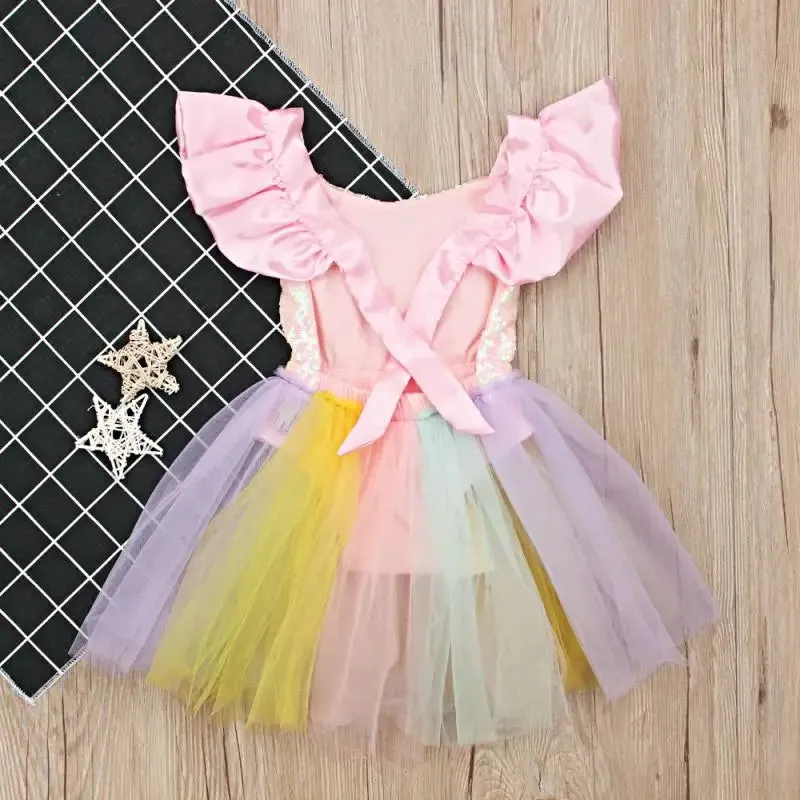 The Georgia Pastel Rainbow Romper Dress