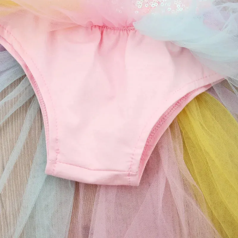 The Georgia Pastel Rainbow Romper Dress