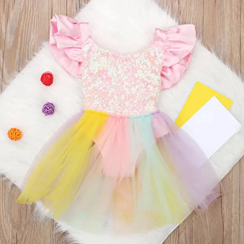 The Georgia Pastel Rainbow Romper Dress