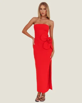 The Scarlet: Red Strapless Maxi Dress