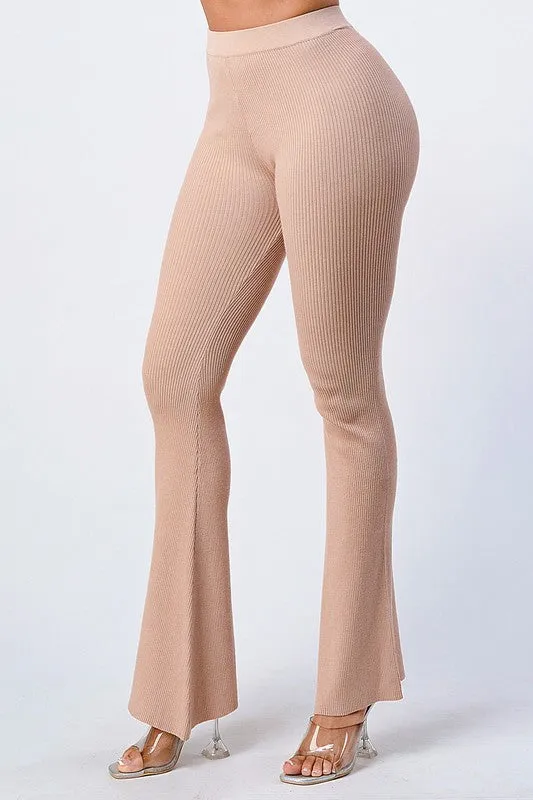 TRENDY FLARED KNIT PANTS