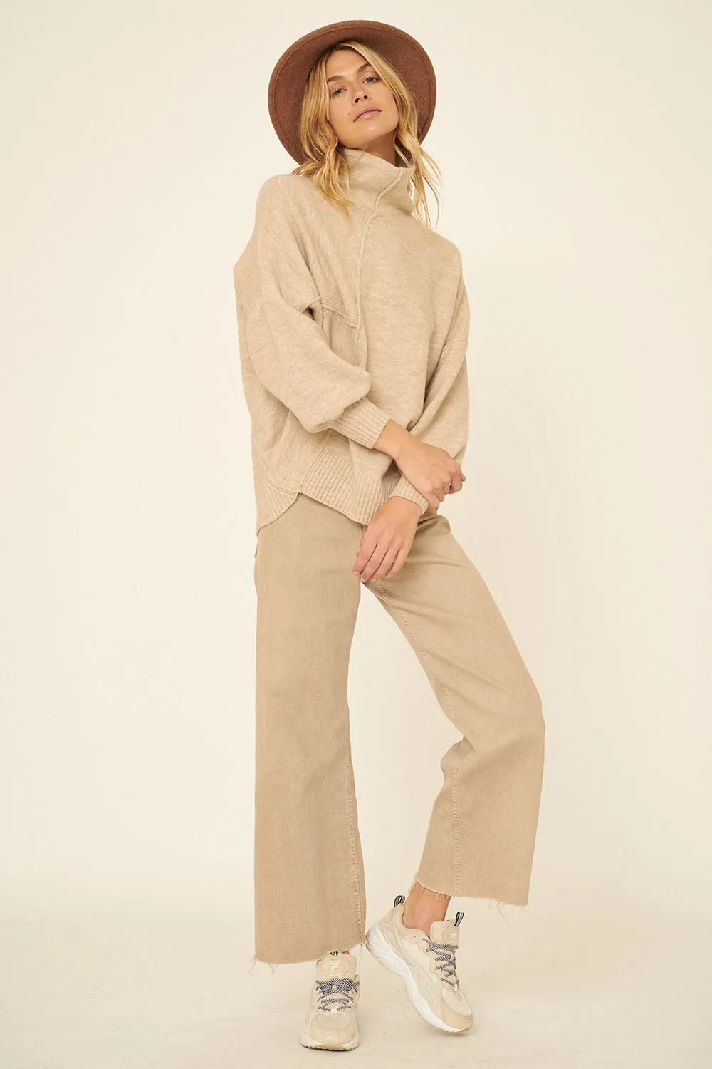 Turtleneck Drop Shoulder Sweater